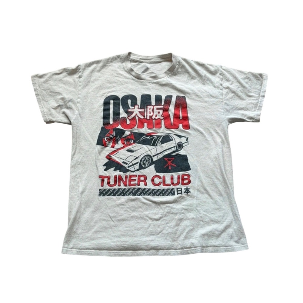 Gildan Osaka Tuner Club Graphic T-Shirt Grey JDM Japanese Car Streetwear Unisex